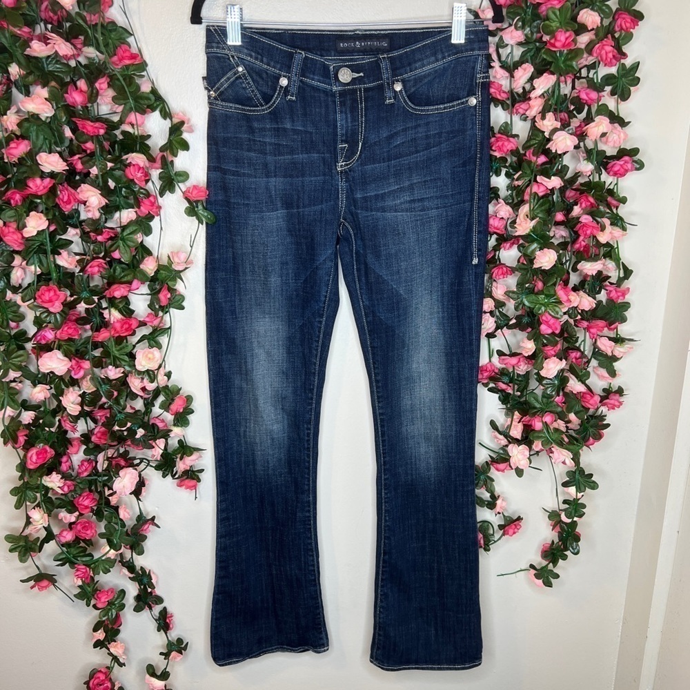 Rock & Republic Dark Wash Denim Bootcut Kasandra Jeans Casual Stretch 6/28